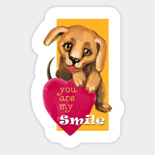 Cute dog. Baby pets. Puppy friendship love. Sticker